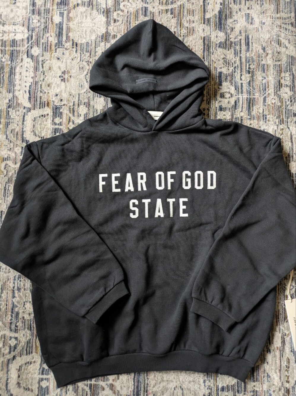 Fear of God Essentials State 90’s Fit Fleece Hoodie – Jet Black – Small – NWT